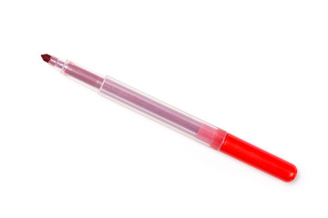 Red open marker on a white background