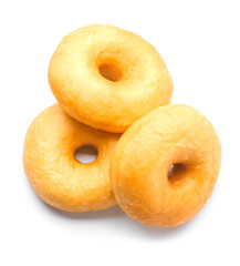 Sweet tasty donuts on white background