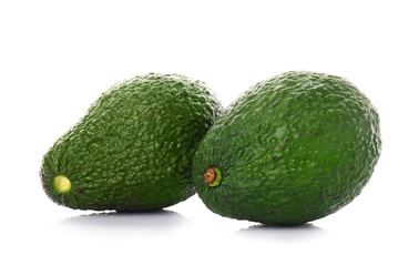 Ripe avocados on white background