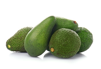 Ripe avocados on white background