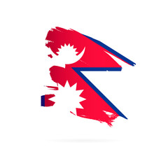 Flag of Nepal. Vector illustration. Brush strokes