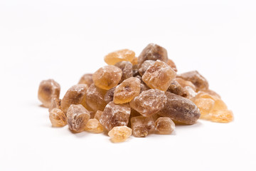 brown sugar isolated on white background. Top view.