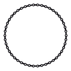 Vector black circle created from bike chain. Isolated on white background.
