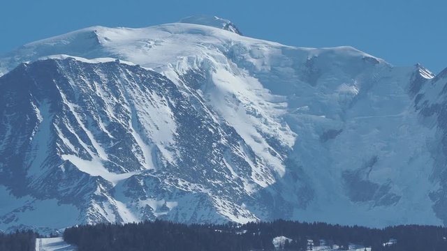 Amazing close up to the perennial glaciers of the Mont Blanc range on the French side. Ice and fresh snow. Wonderful landscape
