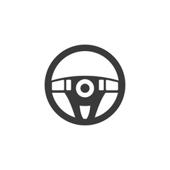 Car steering wheel icon. Vector illustration, flat design.