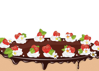 Schokoladentorte mit Erdbeeren und Sahne