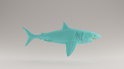 Obraz premium Gulf Blue Turquoise and Orange Great White Shark Right View 3d 