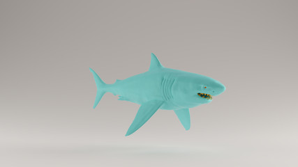 Gulf Blue Turquoise and Orange Great White Shark 3 Quarter Right View 3d 