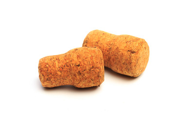 Wine corks isolated on white background .