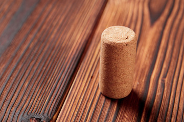 wine corks on a dark wooden background texture with a place for text.  - Image