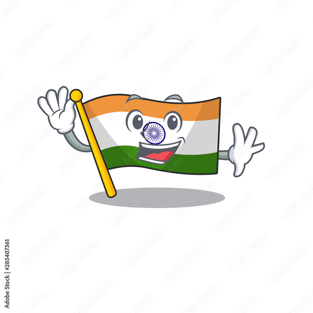 Sticker Waving flag indian with the mascot shape