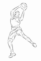 Fototapeta na wymiar isolated illustration of a basketball player, vector drawing