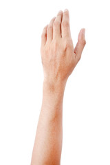 Obraz premium Male asian hand gestures isolated over the white background. Touching.
