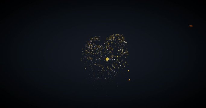 60 years anniversary motion graphic 4K footage with golden color particles and number. Background with alpha channel