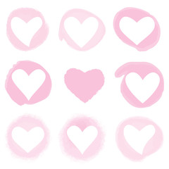 Watercolor hearts for valentines day, wedding anniversary template