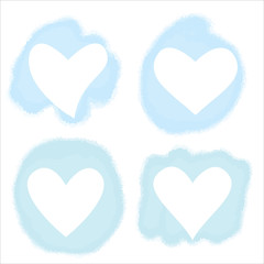 Watercolor hearts for valentines day, wedding anniversary template
