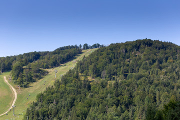 Fototapeta na wymiar Gondola lift to Jaworzyna Krynica in Beskid Mountains in Poland near Krynica