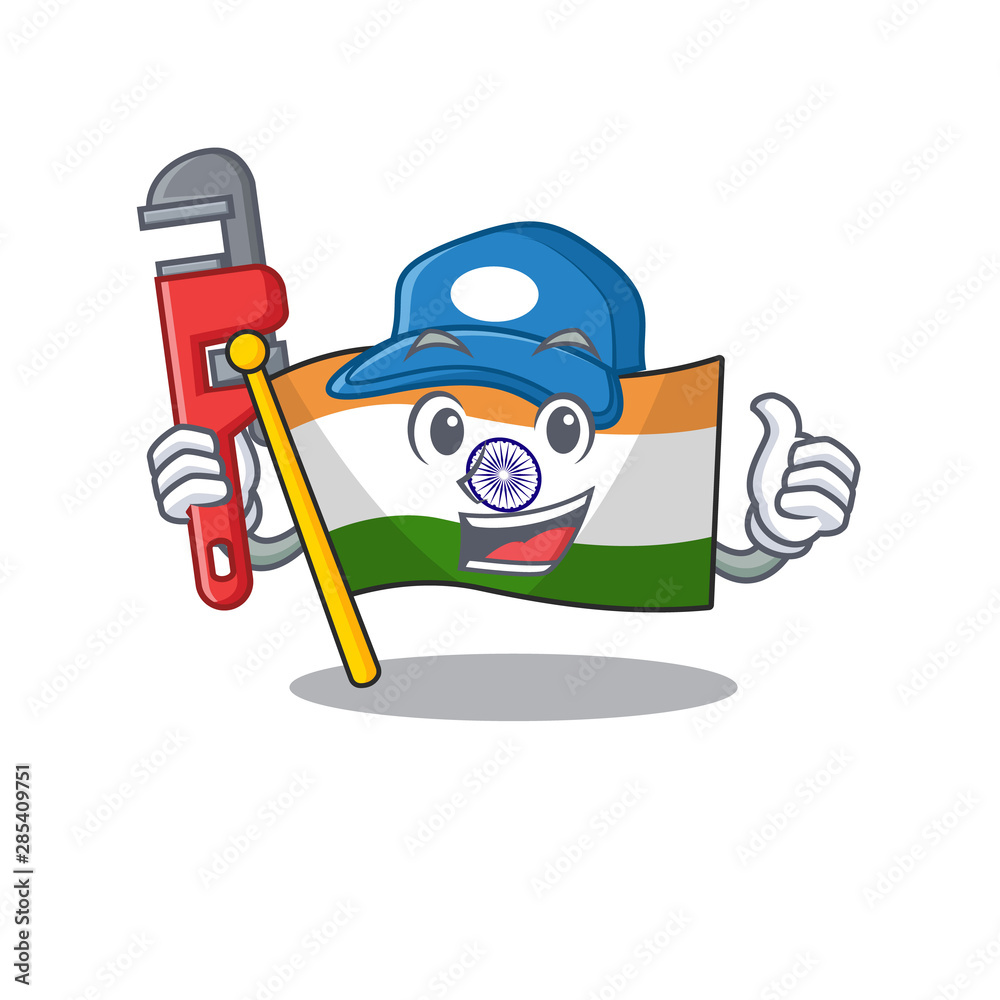 Sticker Plumber indian flag kept in cartoon cupboard