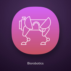 Biorobotics app icon. Dog-like robot. Robotic innovation technology. Copying body movements. Bioengineering. UI/UX user interface. Web or mobile application. Vector isolated illustration