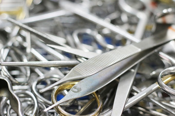 Close up of medical instruments background