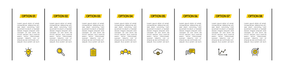 Obraz premium Infographic template with 8 options. Simple flowchart. Vector