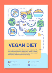 Obraz premium Nutrition plan brochure template layout. Vegan diet flyer, booklet, leaflet print design with linear illustrations. Organic food vector page layouts for magazines, annual reports, advertising posters