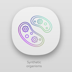 Synthetic organisms app icon. Engineering bacteria. Single celled organisms. Protozoans. Biotechnology. Bioengineering. UI/UX user interface. Web or mobile applications. Vector isolated illustrations