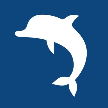 Icon jumping cute dolphin. Logo template. Sign dolphin. Sea symbol.
