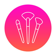 Makeup brushes icon round background. Beauty vector illustration.