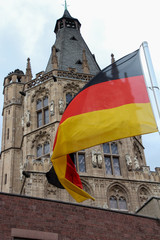 City Hall of Cologne and German flag