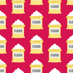 Fototapeta na wymiar Bag of flour pattern seamless. Bakery background. vector texture
