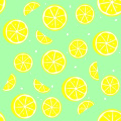 Seamless pattern of lemon slice background, vector drawing