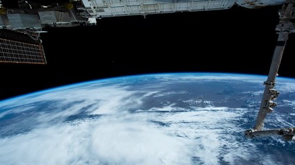 Planet Earth seen from the ISS. Space exploration of planet Earth at night. Elements of this video furnished by NASA.