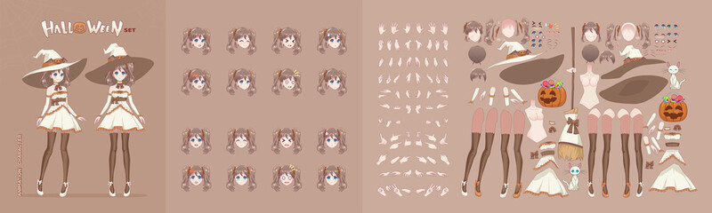 Halloween anime manga white witch animation kit