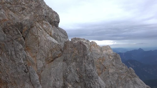 Close-up view of the Zugspitze during the ascent to the mountain station