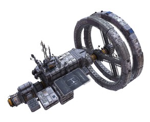 Future Space Station Isolated on White Background 3D Illustration © max79im