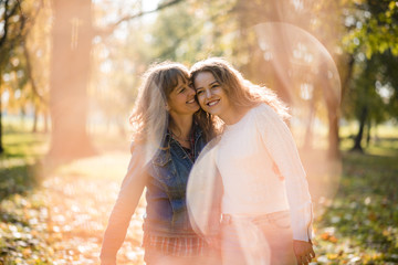 Senior woman enjoys time with daughter