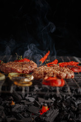 Grilled beef patties for burger