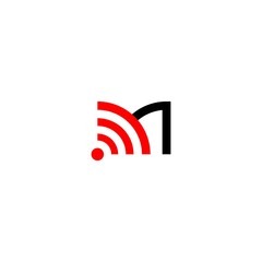 wifi letter M modern logo vector
