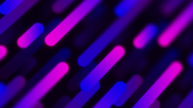 Trendy animated seamless pattern background with depth of field camera effects. Multicolored neon texture loop motion design animation. 4k resolution