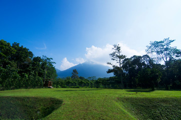 A yard with Mount Penanggungan view behind Ubaya Training Center