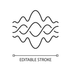 Abstract fluid overlapping waves linear icon. Thin line illustration. Music, melody rhythm. Digital soundwave, flowing waveform. Contour symbol. Vector isolated outline drawing. Editable stroke