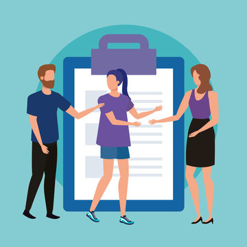 group of people with checklist