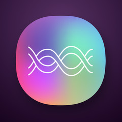 Interlaced waves app icon. Music rhythm, soundwave. Abstract curve and wavy overlapping lines. Voice recording logo. UI/UX user interface. Web or mobile application. Vector isolated illustration
