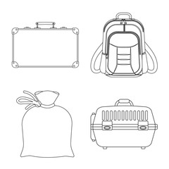 Vector design of suitcase and baggage sign. Collection of suitcase and journey stock symbol for web.