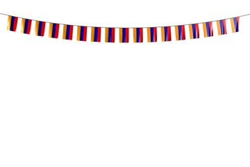 Obraz premium wonderful anthem day flag 3d illustration. - many Armenia flags or banners hangs on rope isolated on white