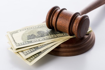 Gavel and Sounding Block with money