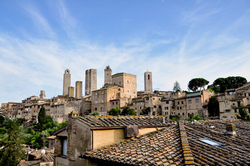 Magnificent view of the ancient village of San Gimignano, Tuscany, with traditional towers