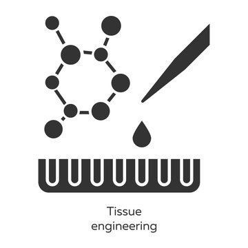 Tissue Engineering Glyph Icons Set. Combining Cells And Molecules Into Tissues. Repair Damaged Human Organs. Regenerative Medicine. Bioengineering. Silhouette Symbols. Vector Isolated Illustration