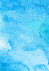 Fototapeta na wymiar Abstract sky blue painted watercolor texture